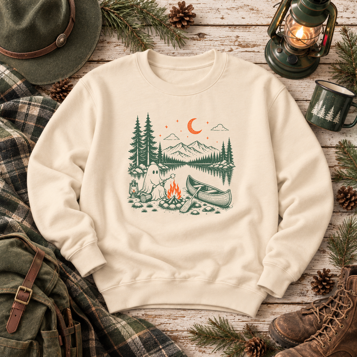 Glacial Lake Ghost Camping Plush  Sweatshirt