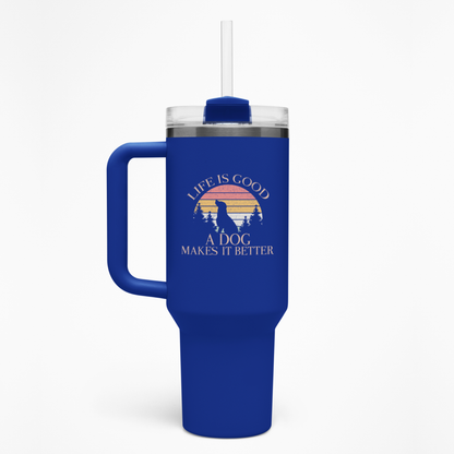 Life Is Good A Dog Makes It Better Travel Mug - 40oz